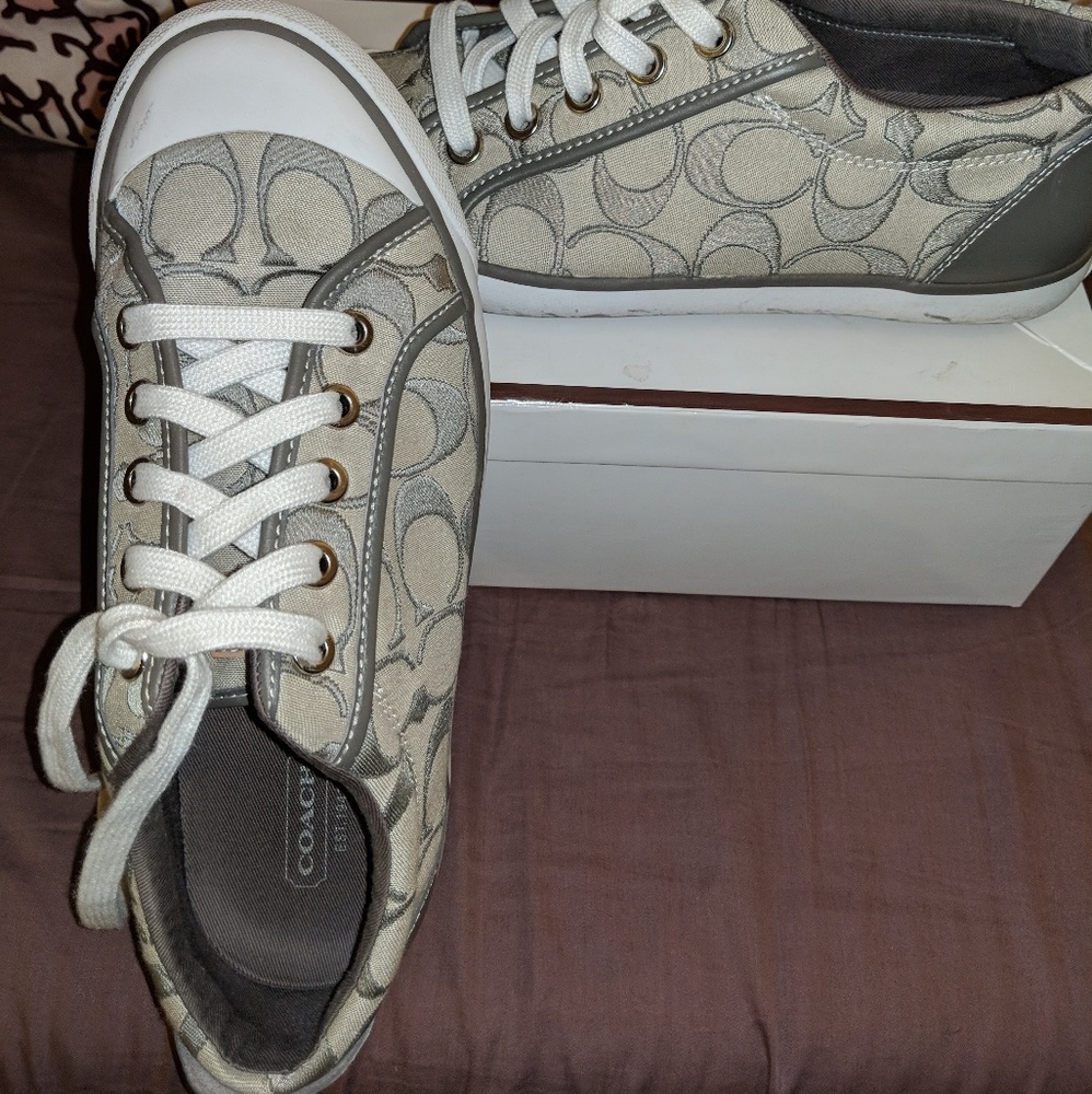 Lightly Worn Gray Coach Sneakers